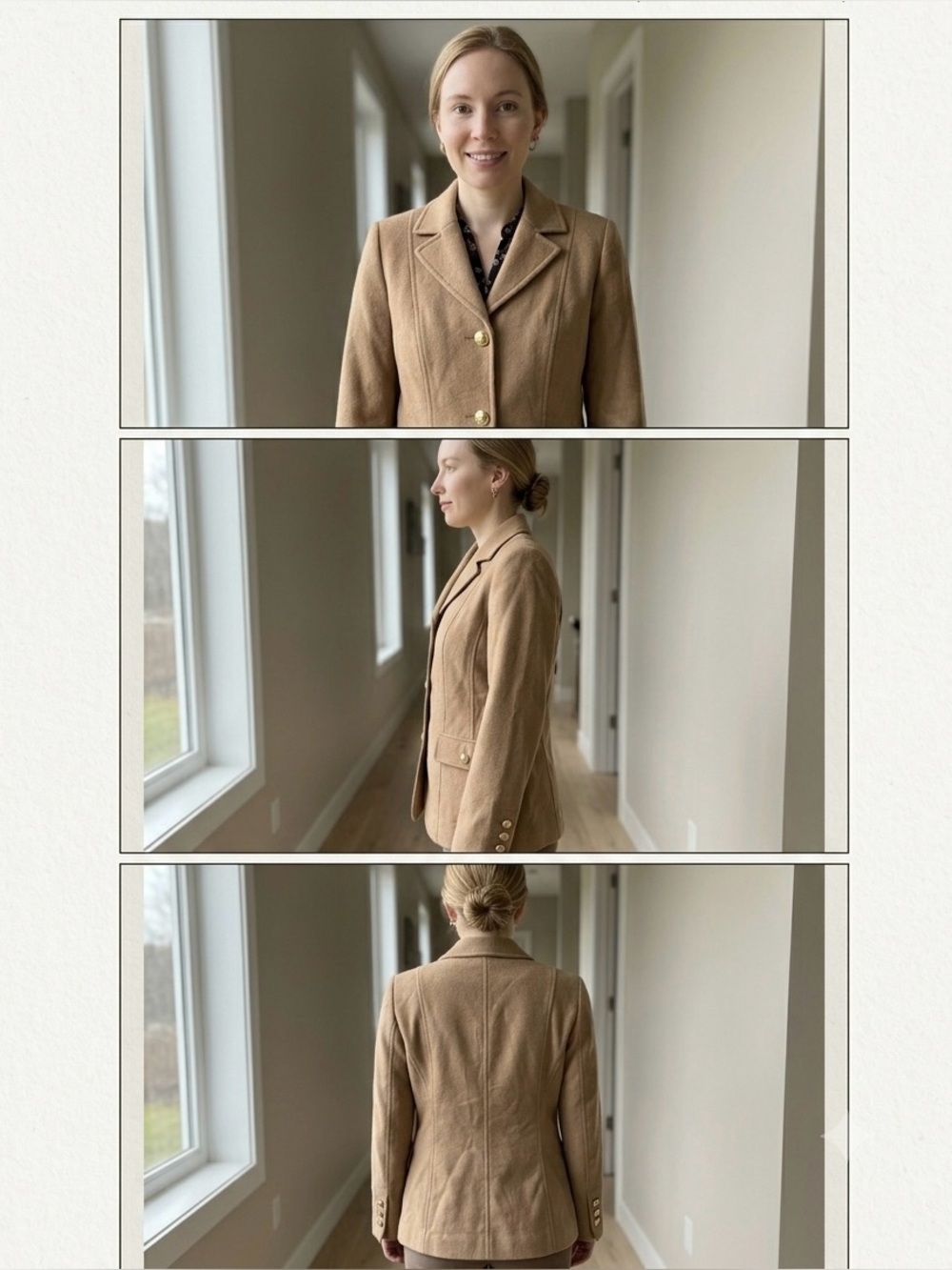 Dialogue Camel Blazer with Gold Buttons